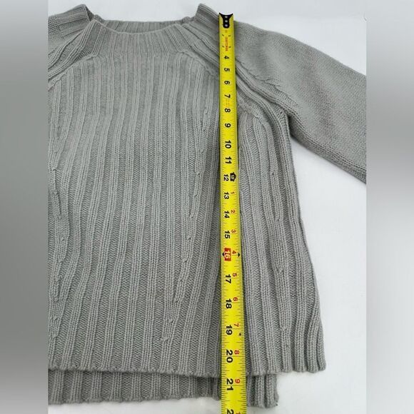 Vince Raglan Ribbed Wool And Cashmere Crew Grey Sweater - Picture 7 of 11